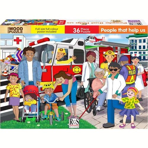 Rgs 36 Piece A4 Wooden Puzzle People Who Help Us-Interlocking Pieces 210 X 297Mm, Each Puzzle Contains A Full Size Poster, Retail Packaging, No Warranty