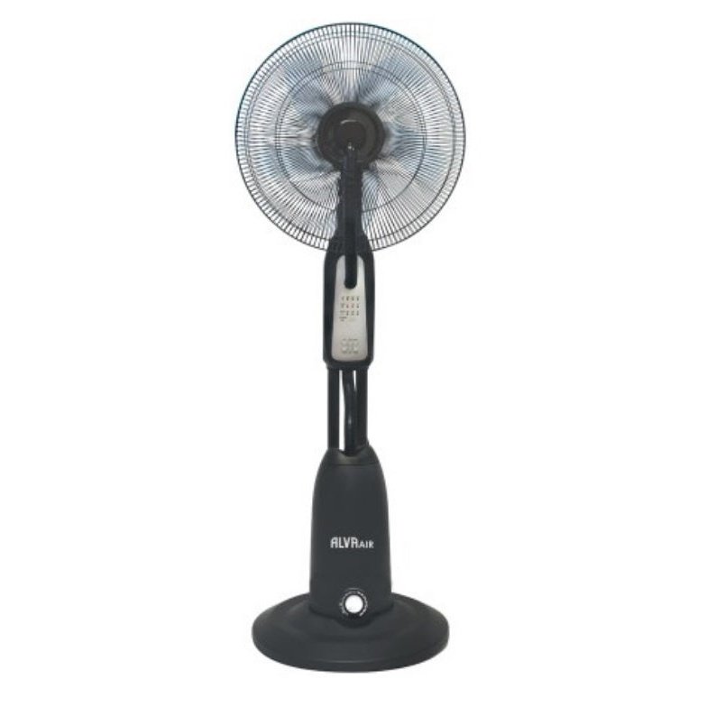 Alva Air 40Cm Pedestal Mist Fan-5 Transparent Blades, Oscillate Function, 3 Speed Control, 90W Power, 2.8 Litre Water Capacity, Pedestal Stand And Hidden Castor Wheels For Easy Manoeuvrability, Remote Control, Retail Box 1 Year Warranty