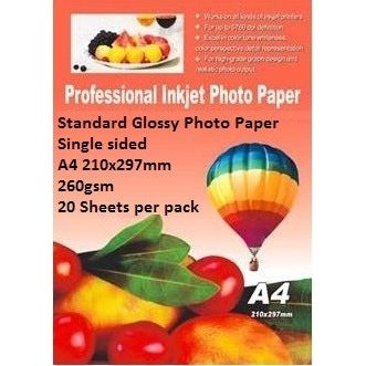 E-Box Standard Glossy Photo Paper - A4 260Gsm - 20 Sheets - High-Quality Photo Printing