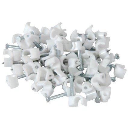 Noble Round Cable Clips 7mm White100 Pieces per pack