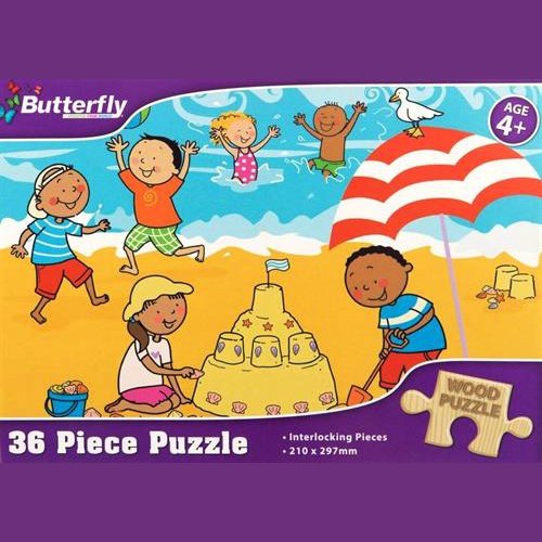 Butterfly 36 Piece A4 Wooden Puzzle Summer- Interlocking Pieces 210 X 297Mm, Each Puzzle Contains A Full Size Poster, Retail Packaging, No Warranty