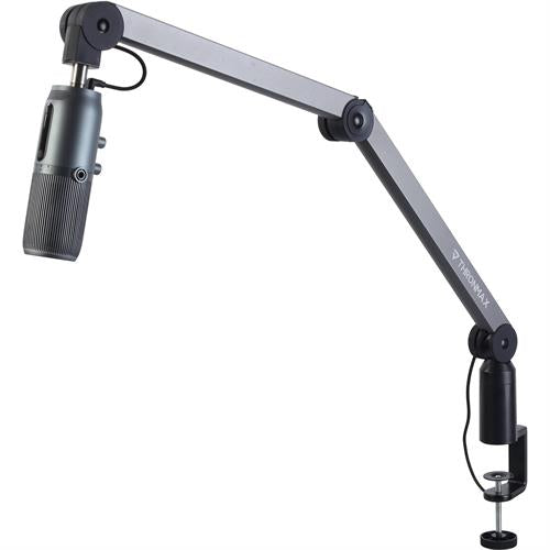 Thronmax S1 Caster Clamp On Boom Stand With Integrated Usb Cable - For Usb Microphones, Integrated Usb Cable, All Tube Construction, Quiet Operation, Sturdy C-Clamp 360° Rotation, Retail Box , 1 Year Limited Warranty