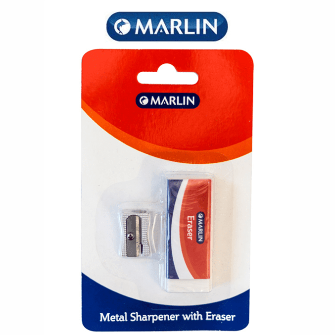 Marlin Metal Sharpener 1 hole and eraser 60 x 20 x 10mm