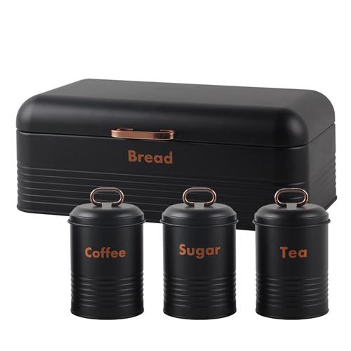 Totally 4pc BreadBin Combo Colour Black & Rose Gold Retail