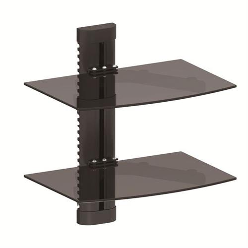 Unimount Unimdvd292 Double Shelf Mount - Tempered Glass, Wall Mount Bracket for DVD, AV, and DStv Components