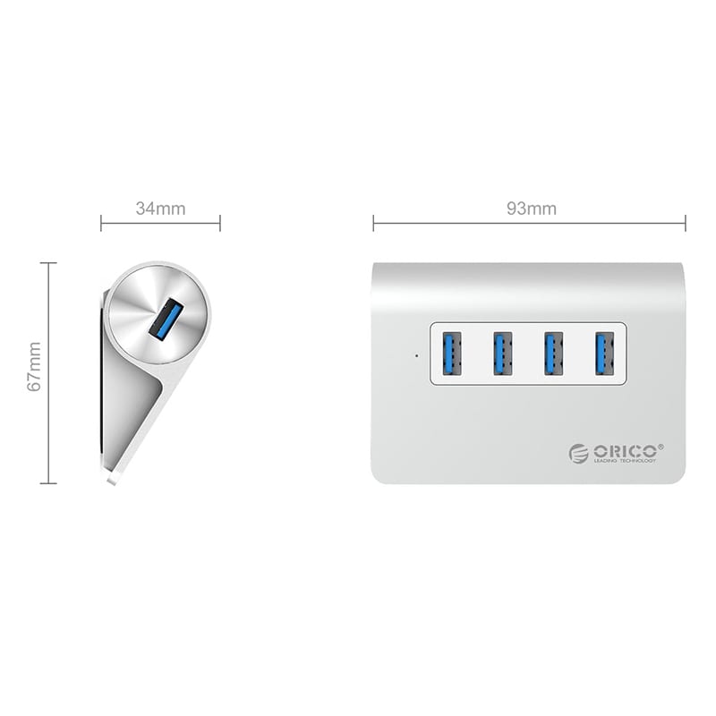 Orico 4 Port Usb3.0 Hub Aluminium