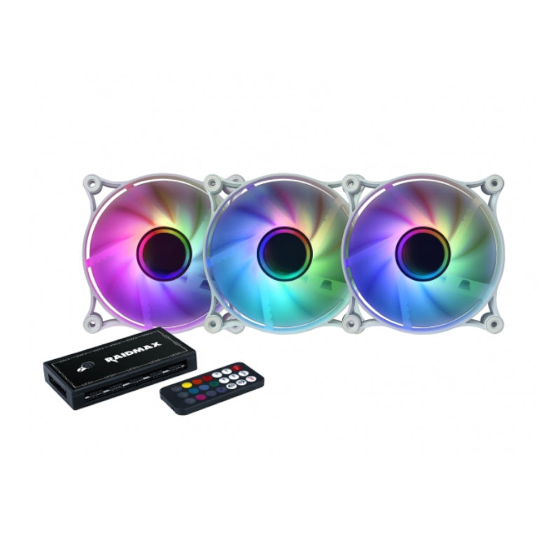 Raidmax Nv-It120Fwr3 120Mm 3Pin Argb 3Pack Case Fan - White