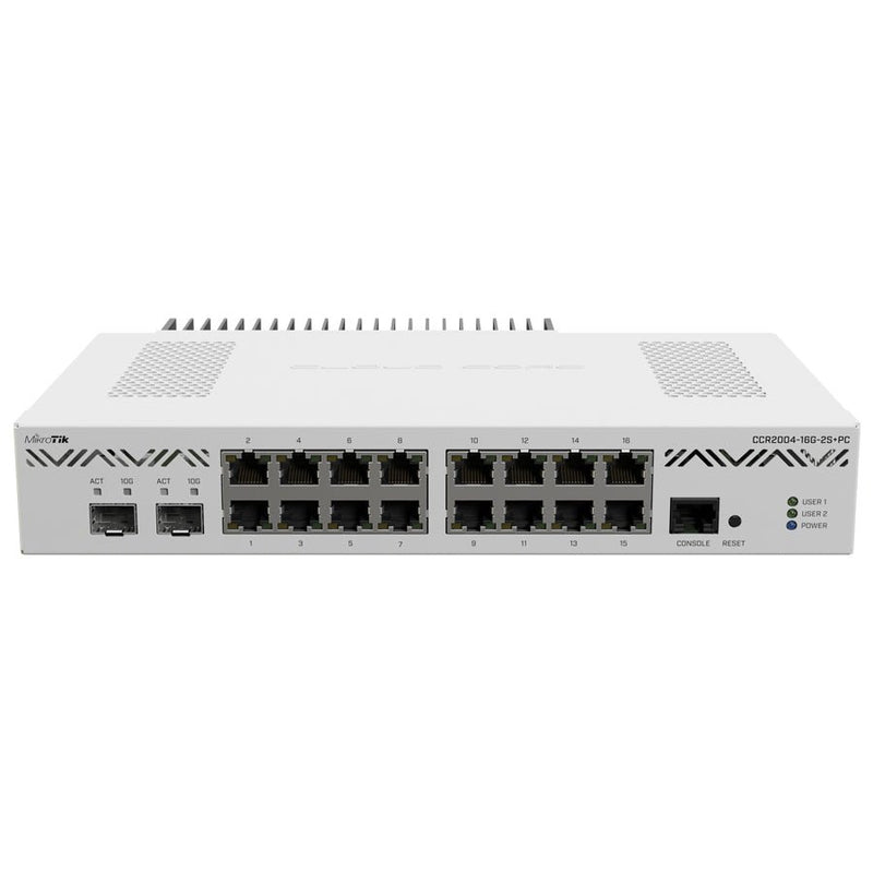 Mikrotik Cloud Core 16 Port Gigabit 2Sfp+ Passive Cooling Router Ccr2004-16G-2S+Pc