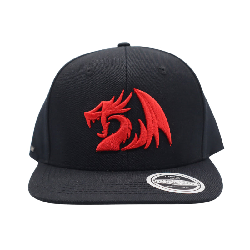 Redragon Premium Snapback Flat Peak Cap - Black