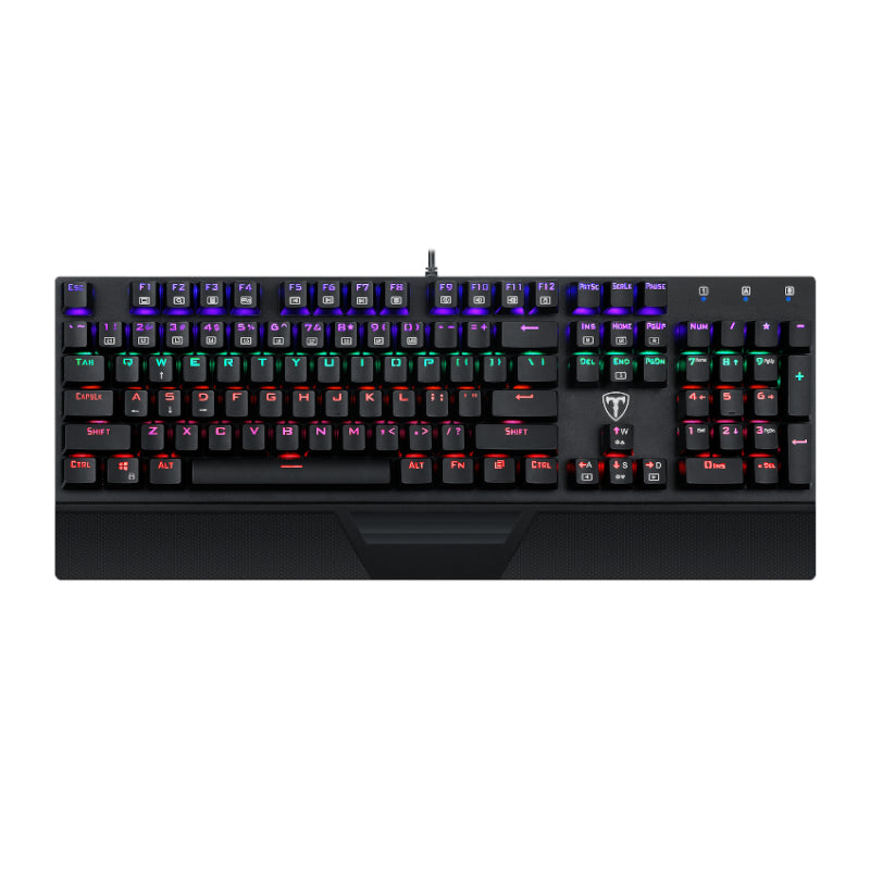 T-Dagger Destroyer 104 Key Wrist Guard Rainbow Backlit Gang Mechanical Keyboard - Black