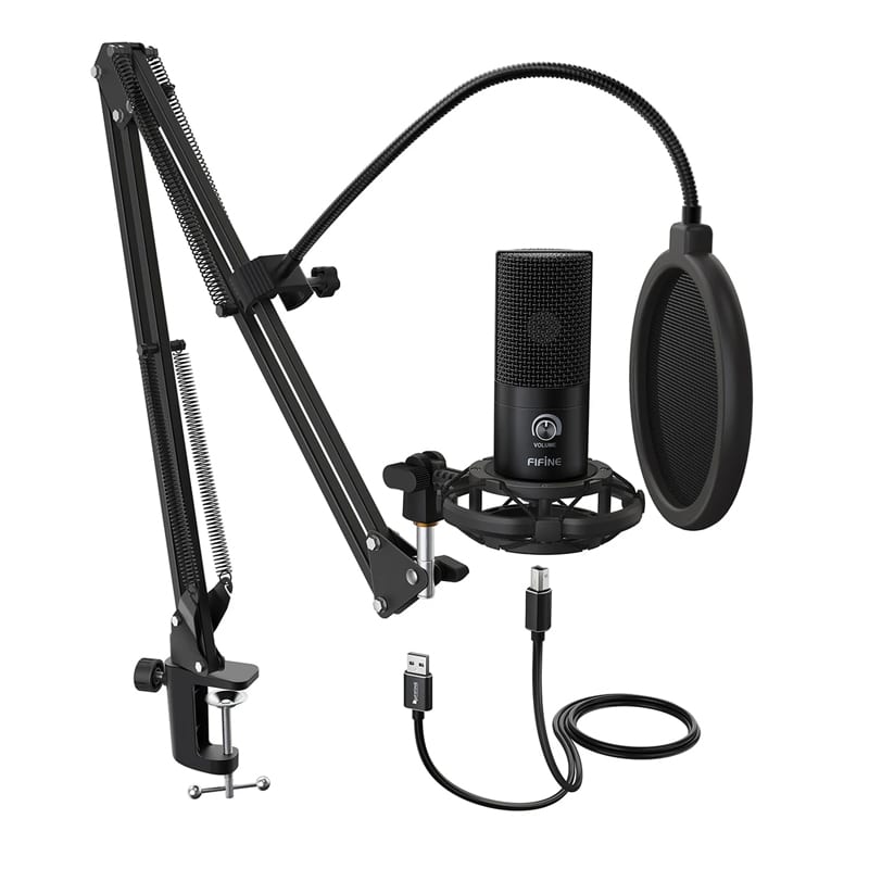 Fifine T669 Cardioid Usb Condensor Microphone Arm Desk Mount Kit - Black