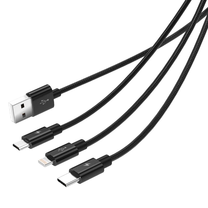 Orico 3in1 1xlightning|1xusb-c|1xmirco Usb 1.2m Chargesync Cable - Black