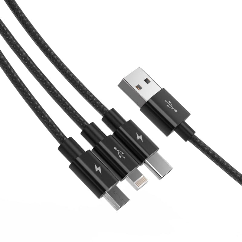 Orico 3in1 1xlightning|1xusb-c|1xmirco Usb 1.2m Chargesync Cable - Black