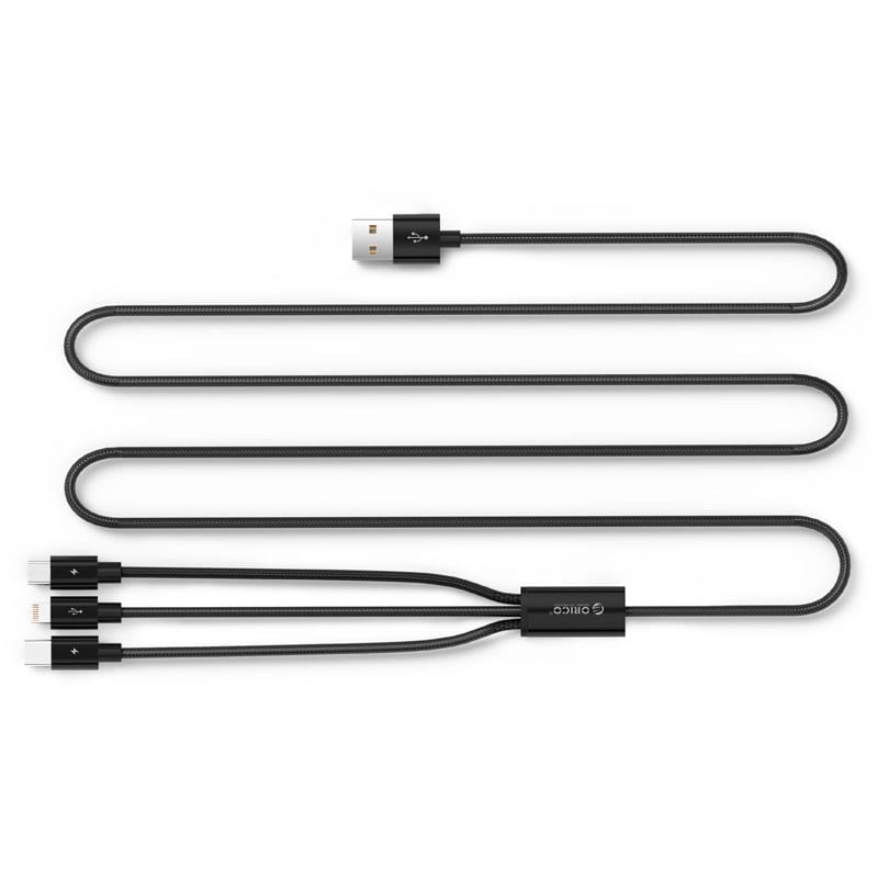 Orico 3in1 1xlightning|1xusb-c|1xmirco Usb 1.2m Chargesync Cable - Black