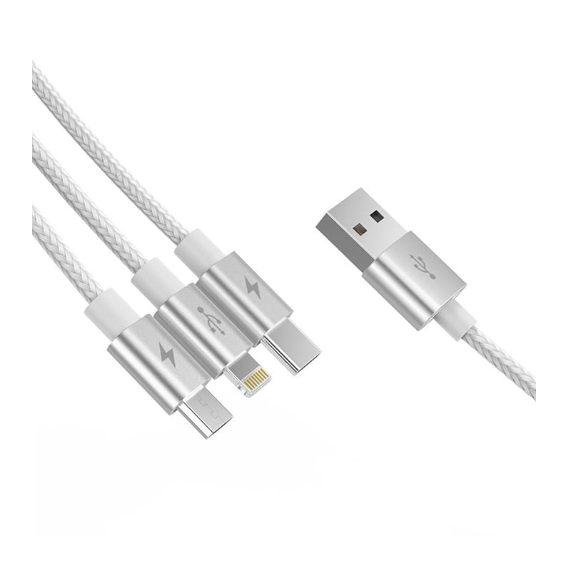 Orico 3In1 Usb2 To 1Xusb-C 1Xmicro 1Xlightning Cable - Silver