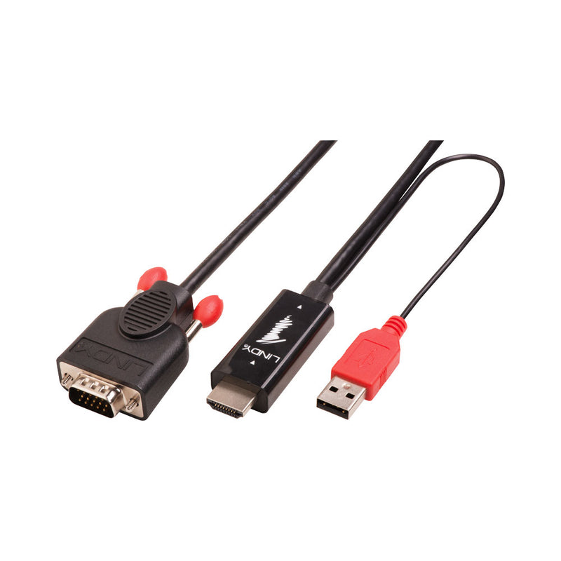 Lindy Hdmi Male To Vga Male Cable With Usb Power - 1M