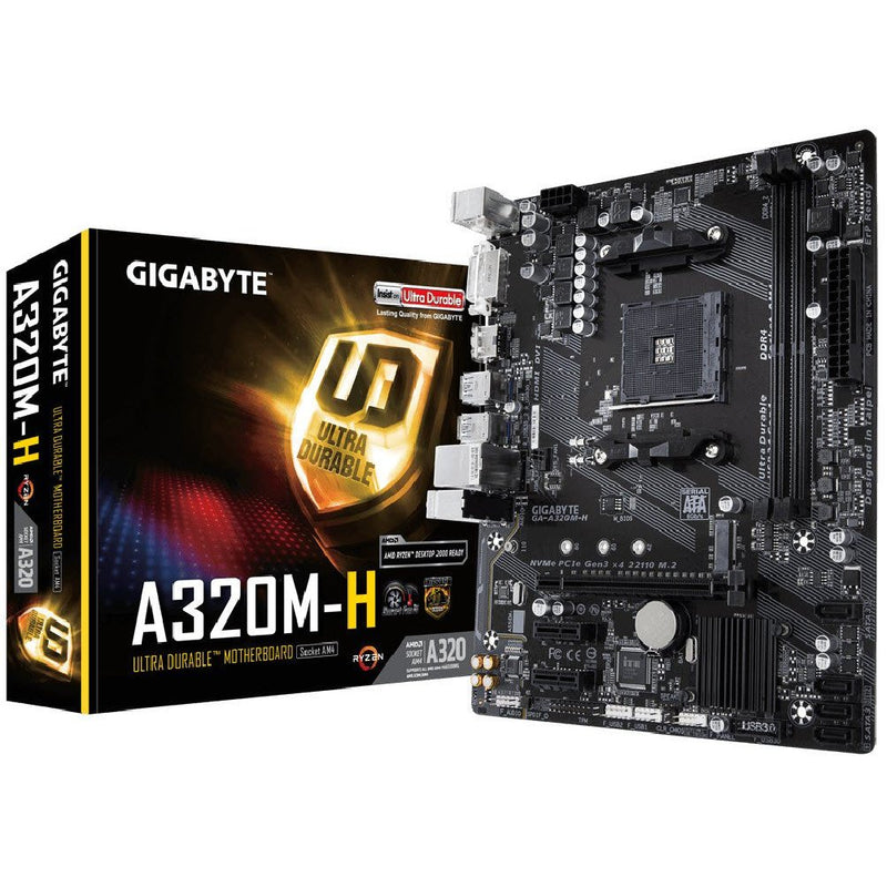 Gigabyte Amd A320m-h  For 3rd Generation Amd Ryzen™ Processors; 2x Dual Ddr4; 1x M2; Hdmi; Dvi.