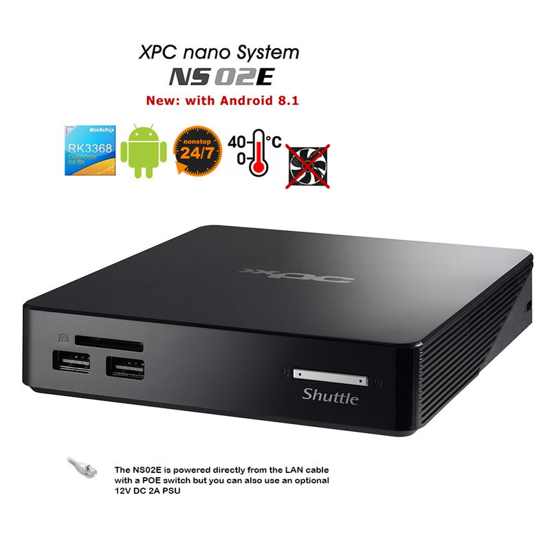 Xpc Nano Ns02E 0.5-Litre Poe Fanless Pc With Android Supports 4K Hdmi 2.0