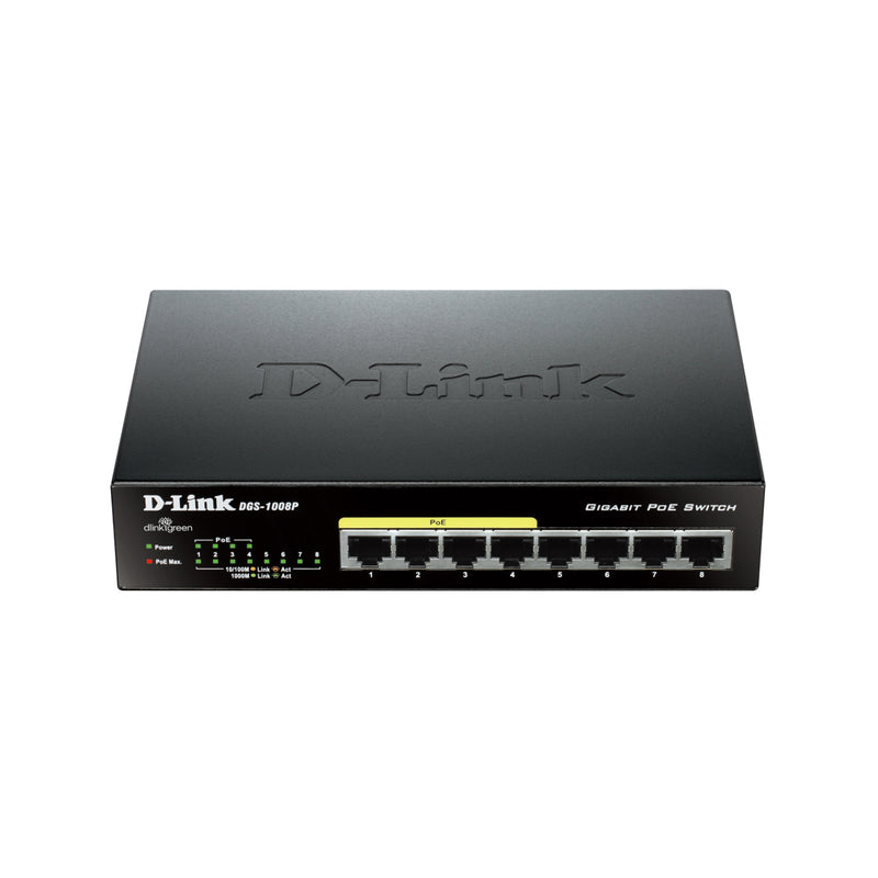 D-Link 8-Ports 10 100 1000Mbps Unmanaged Gigabit With 4 Poe Ports Switch (Metal Case 4X Poe Ports) 68W Poe Budget