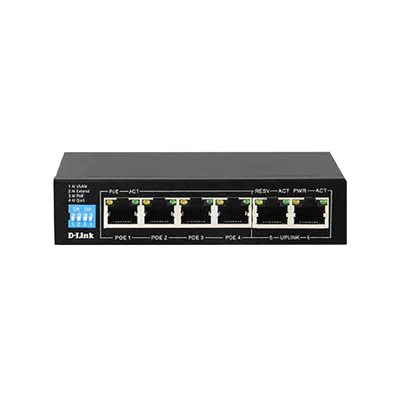 D-Link 6 Port Unmanaged Poe Switch - 4X 1Gbe Ports 2X 1Gbe Ports 60W Poe Budget Desktop Form Factor