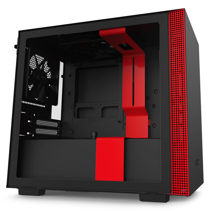 Nzxt H210 Black Red Mini-Itx Case With Tempered Glass