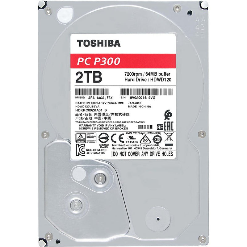 Toshiba Storage P300 Desktop Drive 2Tb 7200Rpm 3.5” Sata 2 Year Warranty