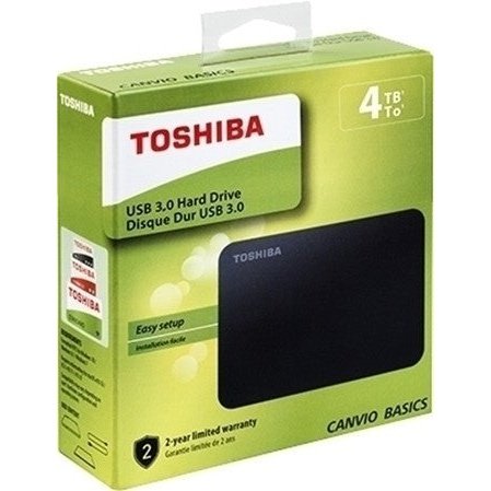 Toshiba External 4Tb Usb3.0 2.5" Black Drive, Retail Box, Limited 2 Year Warranty