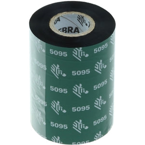 Zebra Resin Ribbon 110Mmx74M 4.33Inx242Ft 5095 High Performance 12Mm 0 Point 5 Inch Core 12 In A Box