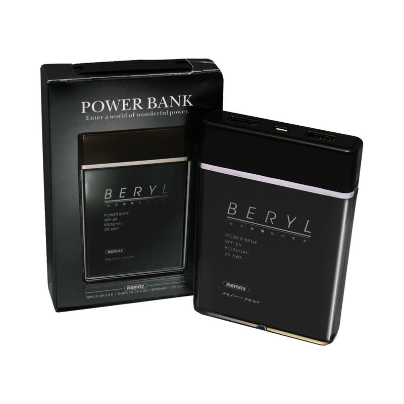 Remax Beryl 8,000Mah Powerbank (Rpp-69) - Black