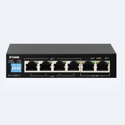 D-Link Consumer 6-Port 10 100 1000Mbps Unmanaged Gigabit Long Range Poe Switch (4X Poe Ports + 2X Uplink Ports)