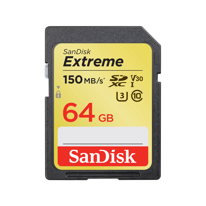 Sandisk Extreme 64gb Sdxc Memory Card Up To 150mbs. Uhs I. Class 10. U3. V30